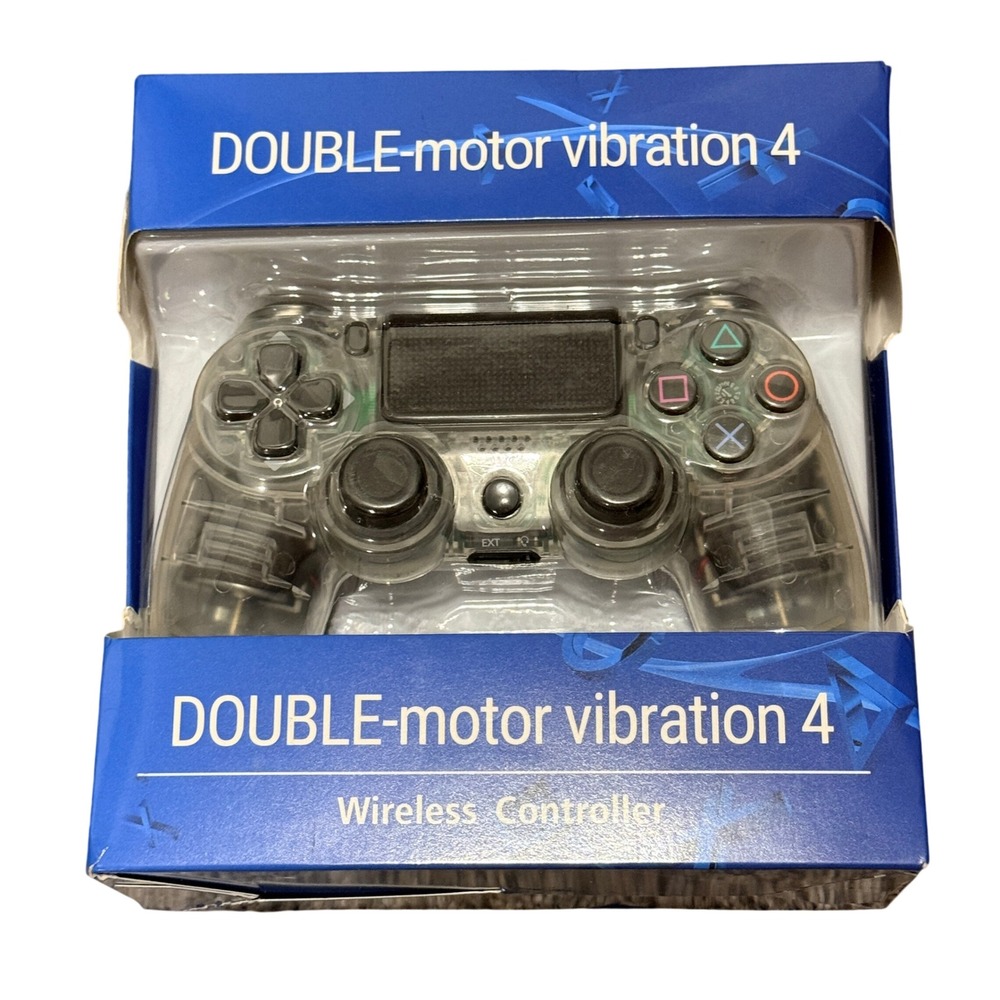 P-4 Double-motor vibration 4 Wireless Controller Clear Smoke Grey New
